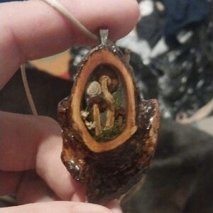Handcrafted Wooden Pendant with Nature Scene